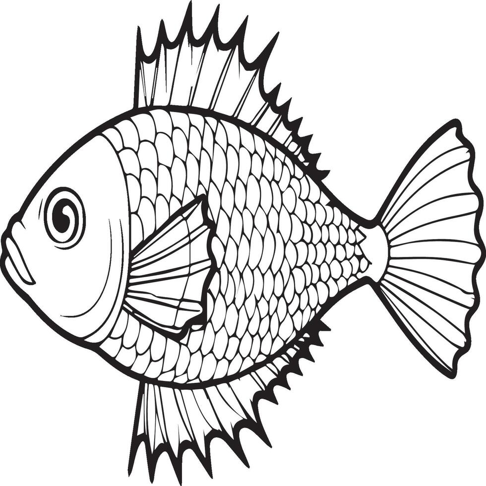 Fish coloring pages for coloring book. Fish outline pages. Fish outline vector