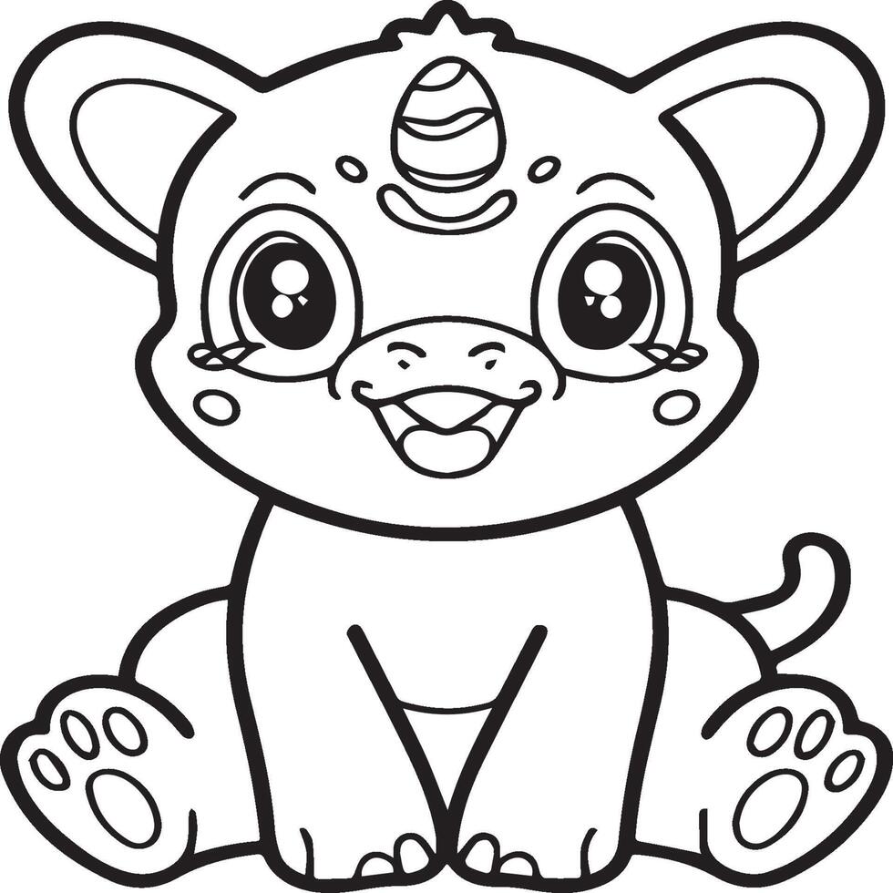 Baby animal coloring pages. Animal outline  vector  images. Cute design animal outline vector