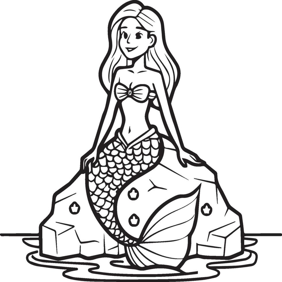 Mermaid coloring pages for coloring book. Mermaid outline coloring pages. Mermaid coloring pages vector