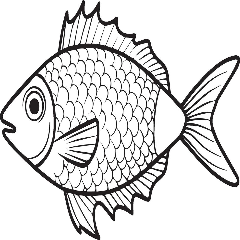 Fish coloring pages for coloring book. Fish outline pages. Fish outline vector
