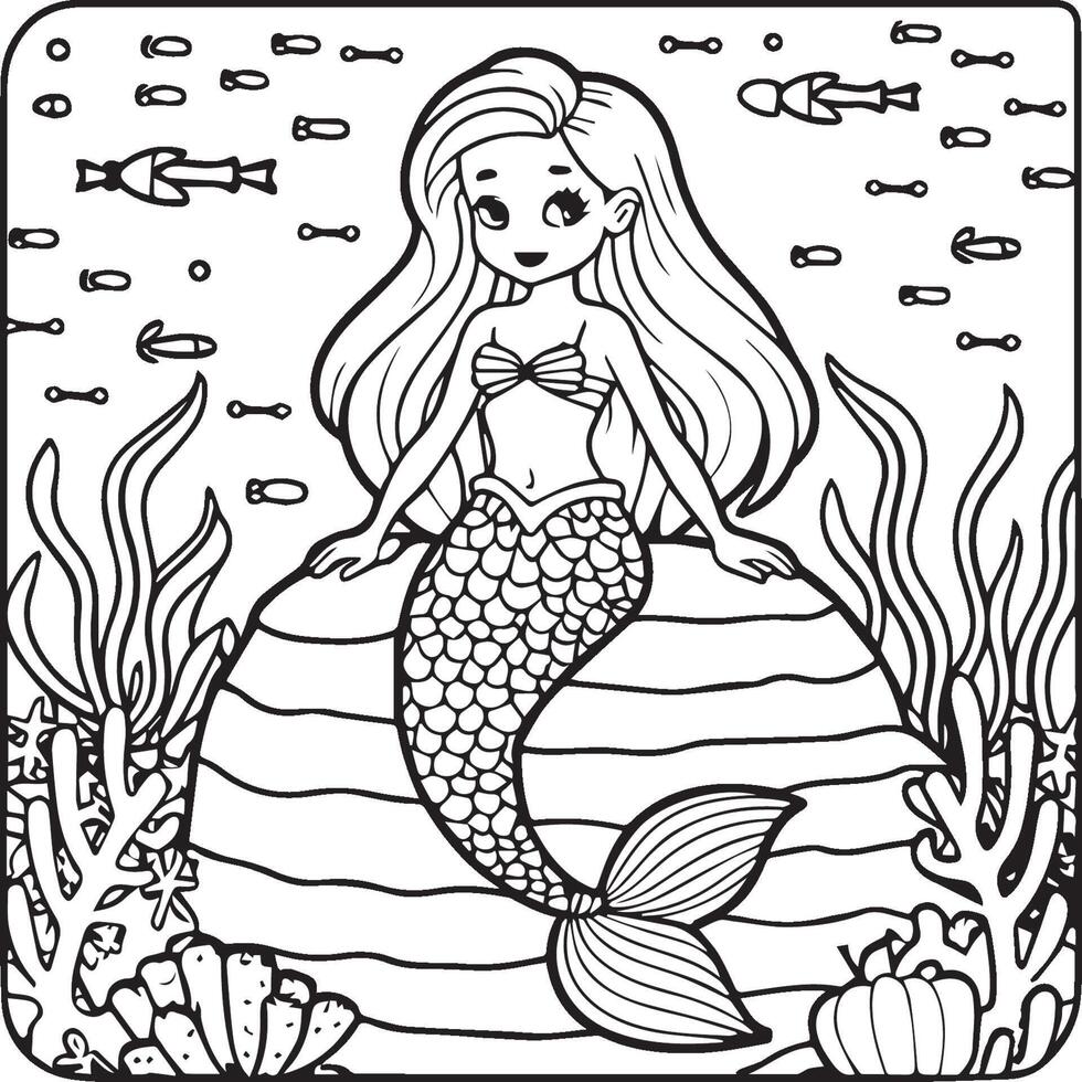 sirena colorante paginas para colorante libro. sirena contorno colorante paginas sirena colorante paginas vector