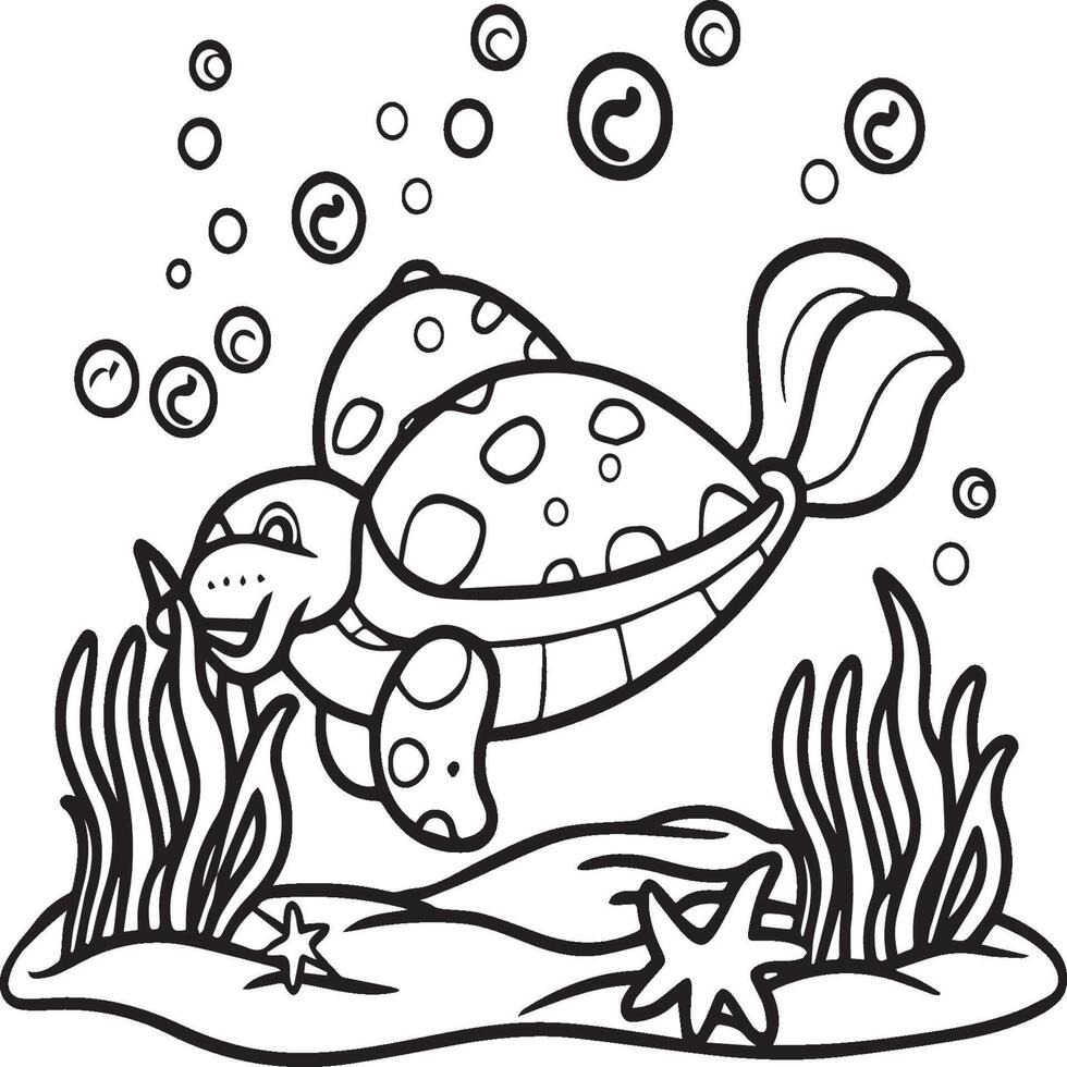 Ocean animals coloring pages. Sea life coloring pages. Ocean animal outline images. Ocean animals vector outline coloring pages