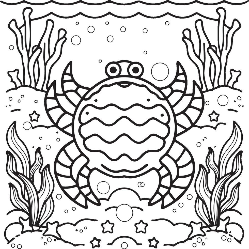 Sea creatures coloring pages. sea creatures outline for coloring book vector