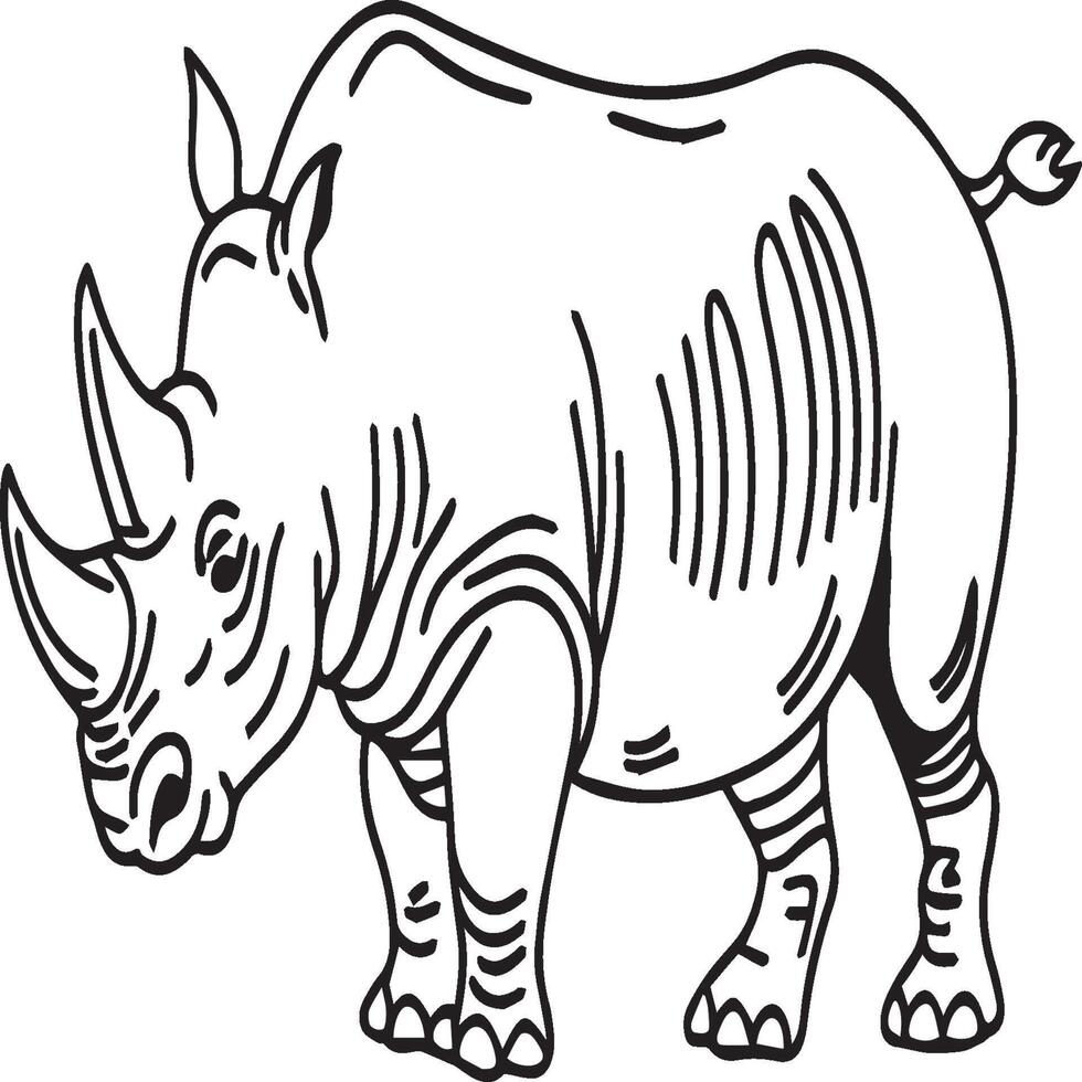 Indian rhinos coloring pages. Indian rhinos outline vector