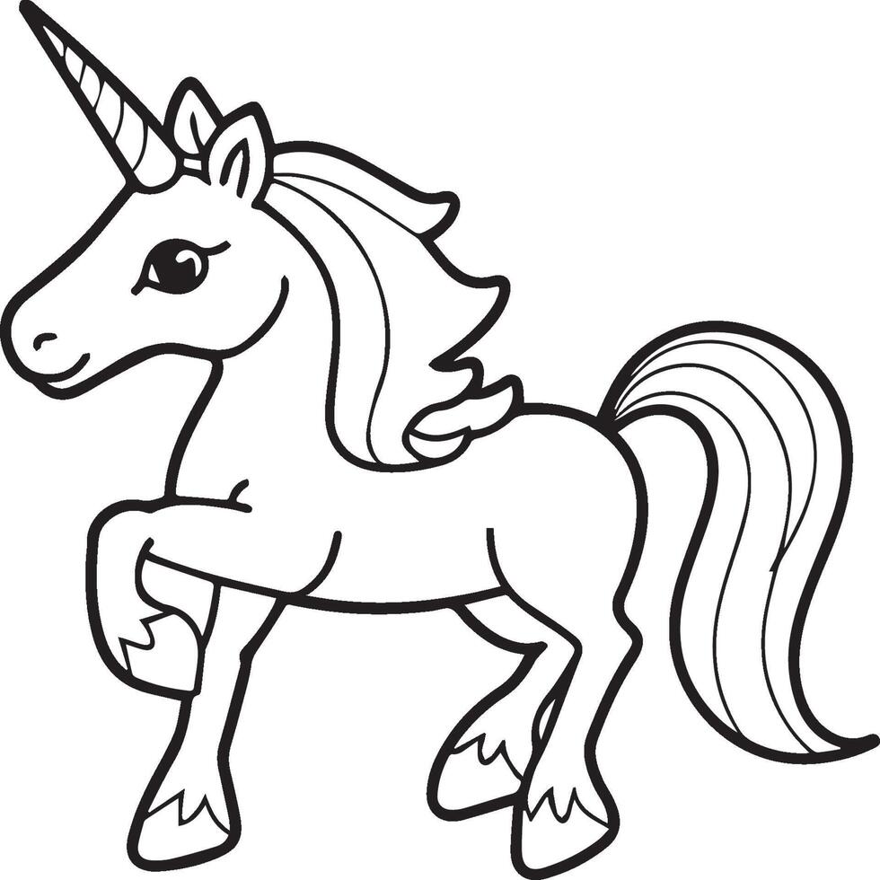 Unicorn coloring pages. Unicorn outline vector images. Cute design unicorn outline vector