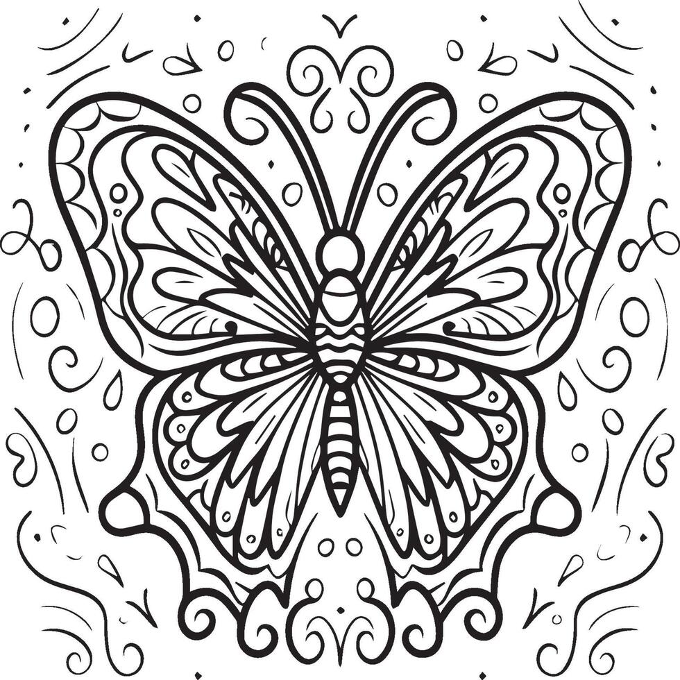 Butterflies coloring page. Butterflies outline vector image. Cute design butterfly outline vector