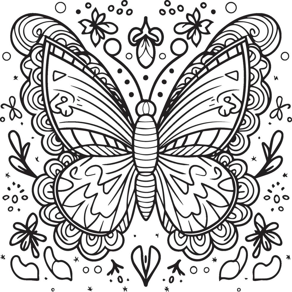 mariposas colorante página. mariposas contorno vector imagen. linda diseño mariposa contorno vector