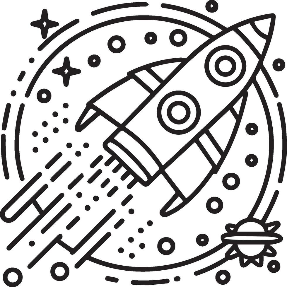 Space coloring pages. Space outline vector for coloring book