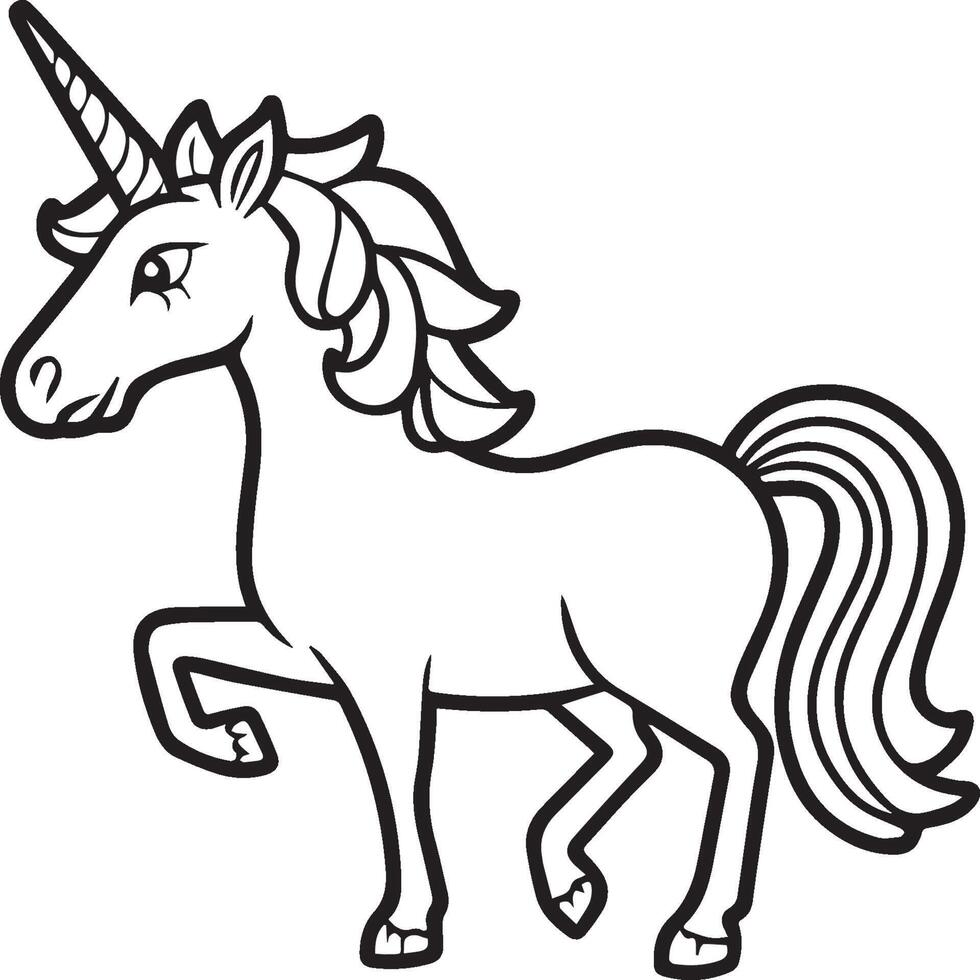 Unicorn coloring pages. Unicorn outline vector images. Cute design unicorn outline vector