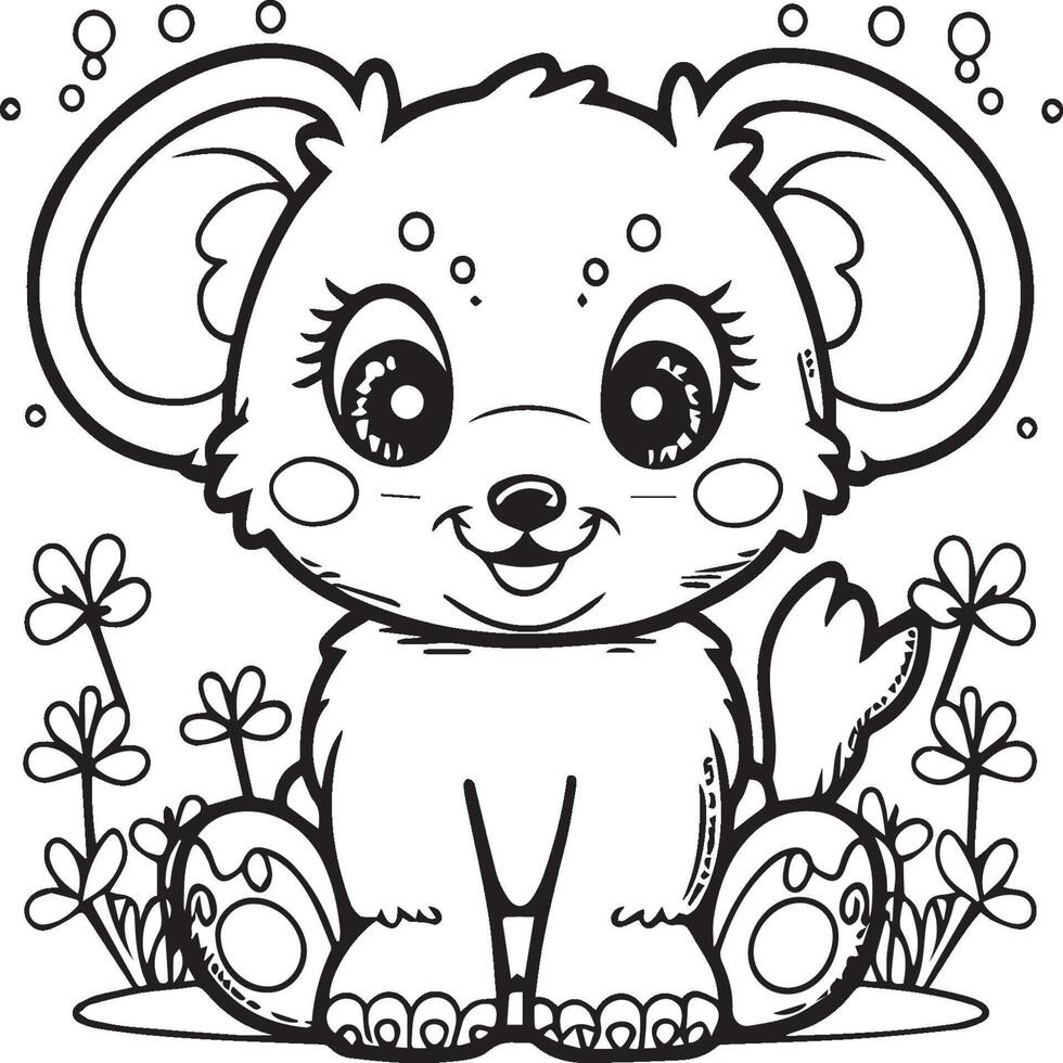 Baby animal coloring pages. Animal outline  vector  images. Cute design animal outline vector