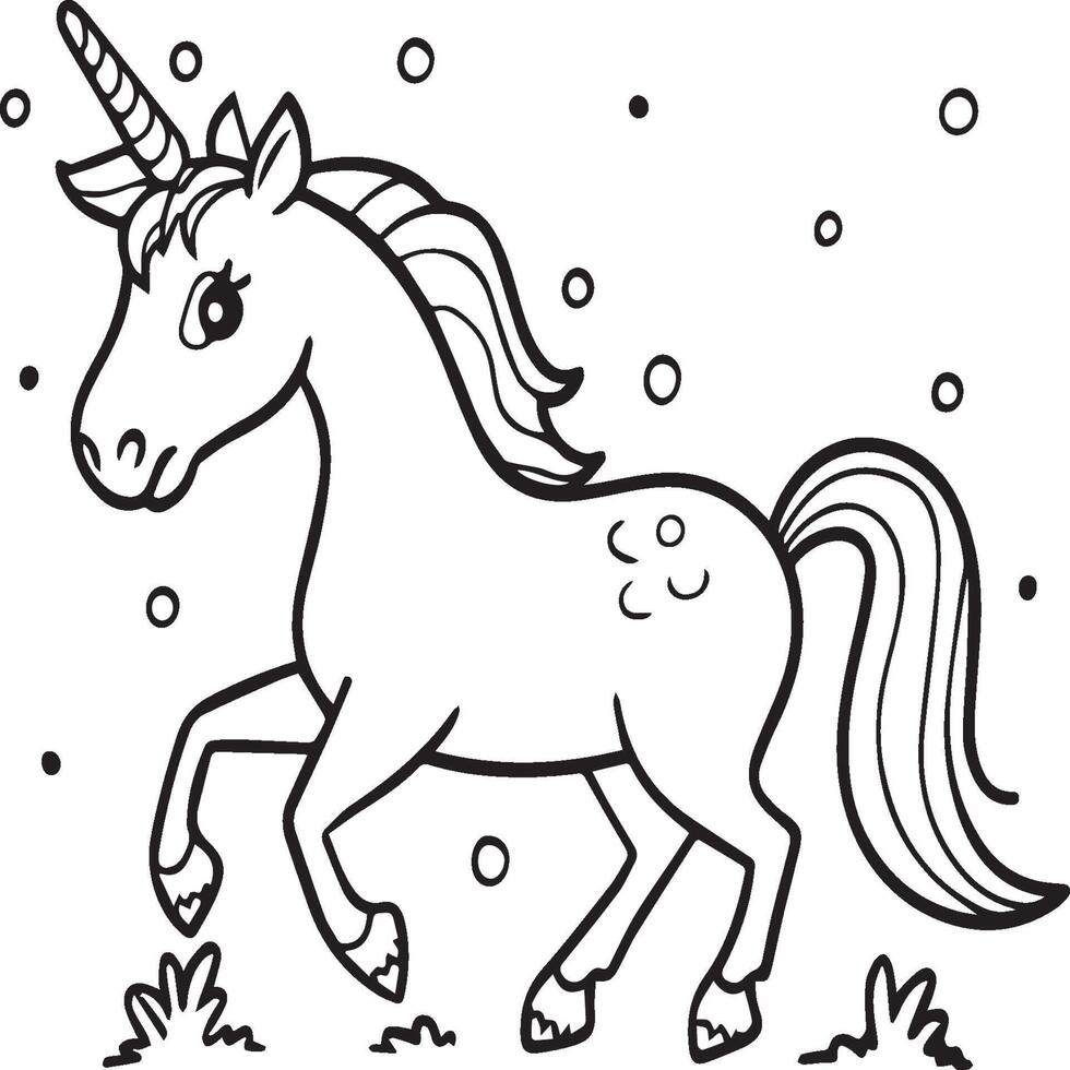 Unicorn coloring pages. Unicorn outline vector images. Cute design unicorn outline vector