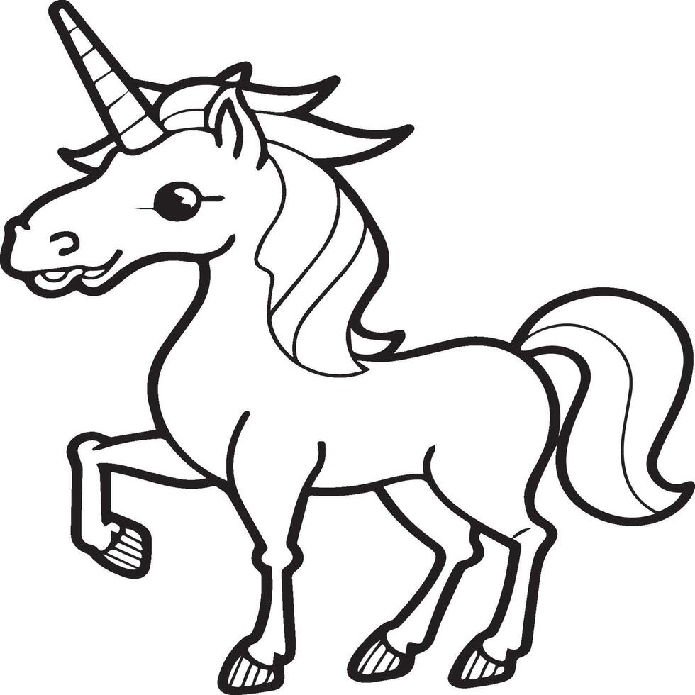 Unicorn coloring pages. Unicorn outline vector images. Cute design unicorn outline vector