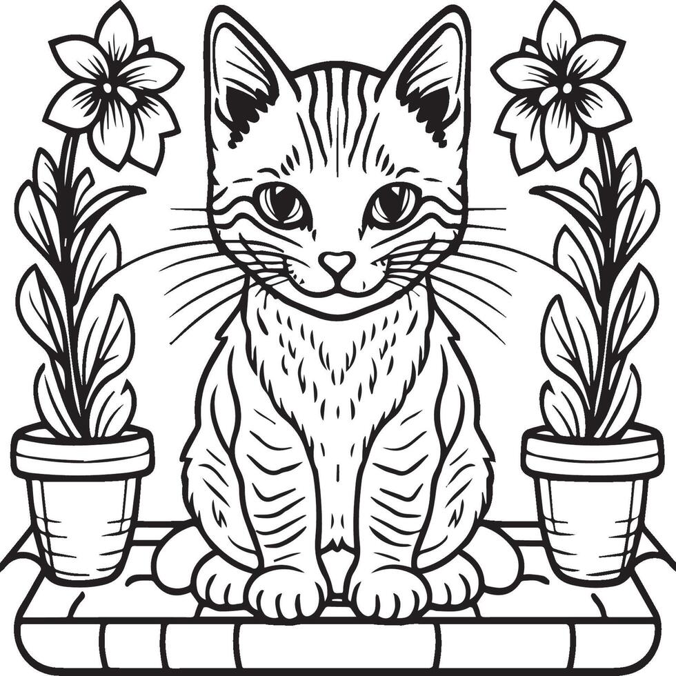 Cats coloring page. Cat outline vector images. Cute design cat outline vector