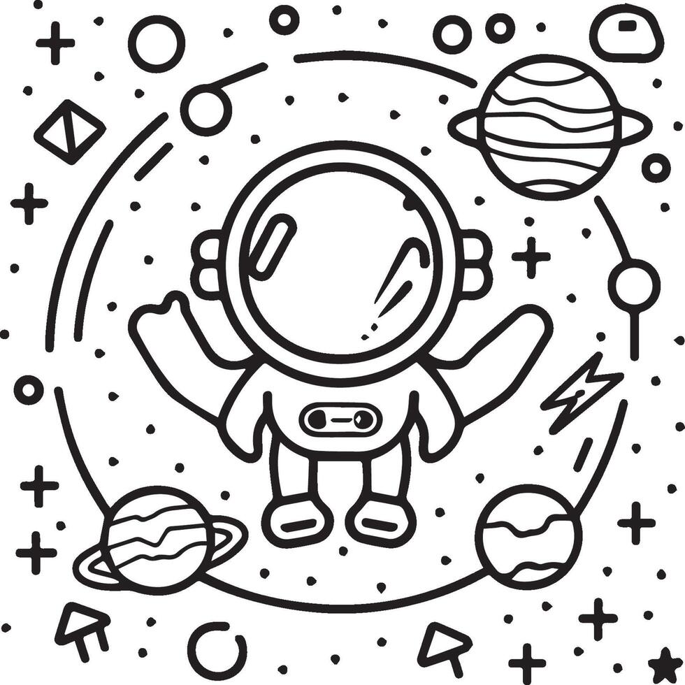 Space coloring pages. Space outline vector for coloring book