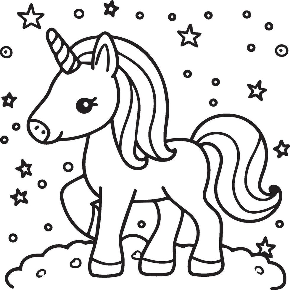 unicornio colorante paginas unicornio contorno vector imágenes linda diseño unicornio contorno vector