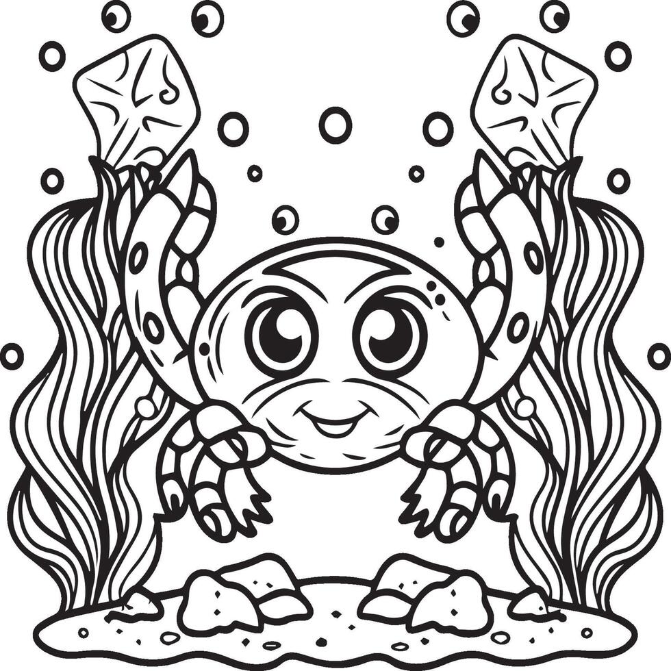 Sea creatures coloring pages. sea creatures outline for coloring book vector