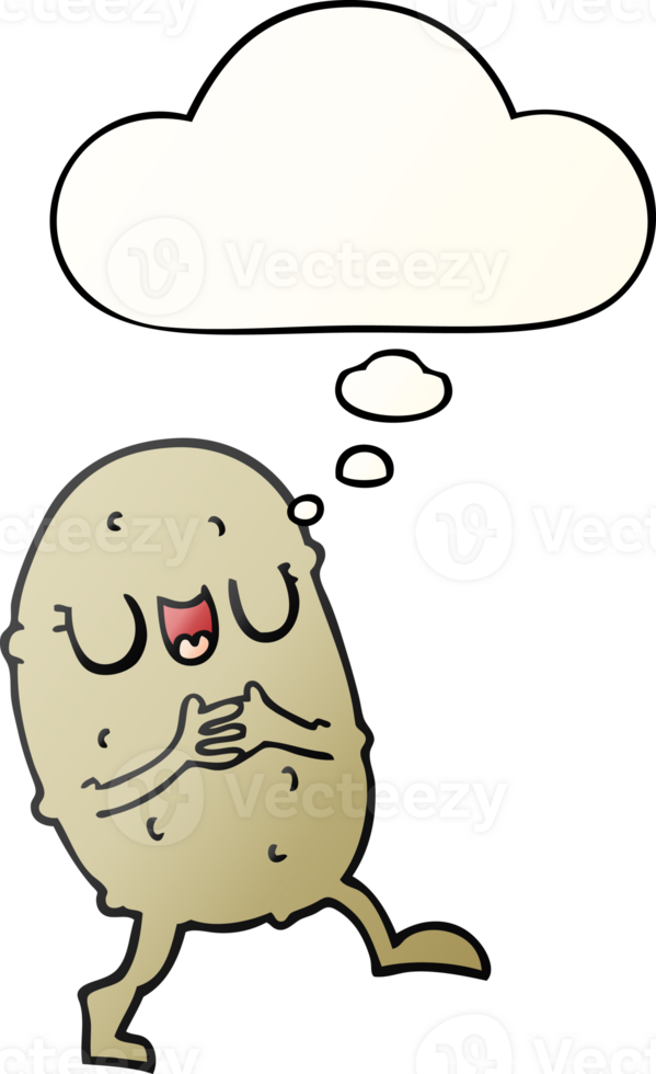 cartoon happy potato and thought bubble in smooth gradient style png