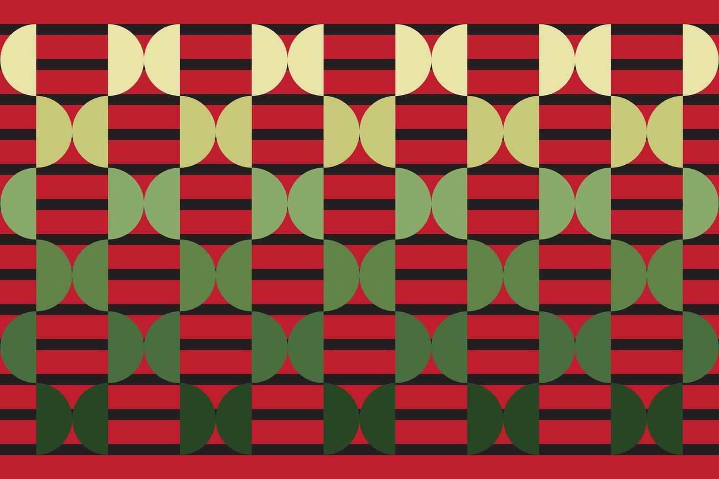 Illustration, Abstract multi green color semicircle with red stripe on black background vector