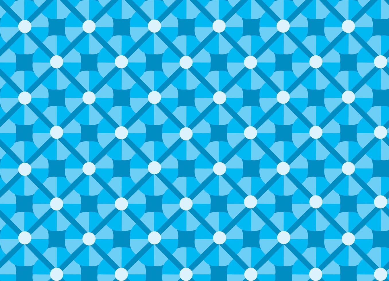 illustration abstraction of blue square flowers with white circle on blue background. vector