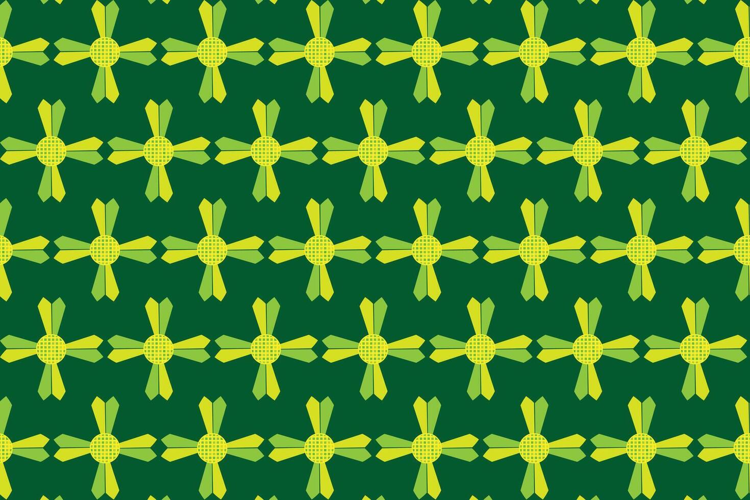 Illustration, pattern of green flower on deep green background. vector