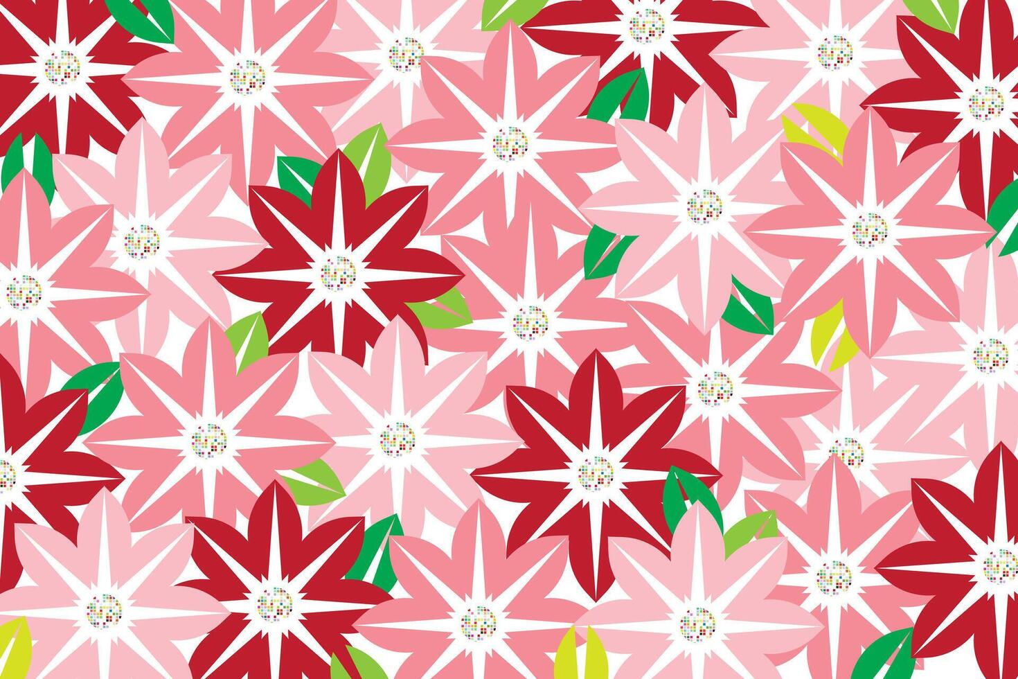 ilustración, resumen rojo y rosado flor con hoja en blanco antecedentes. vector