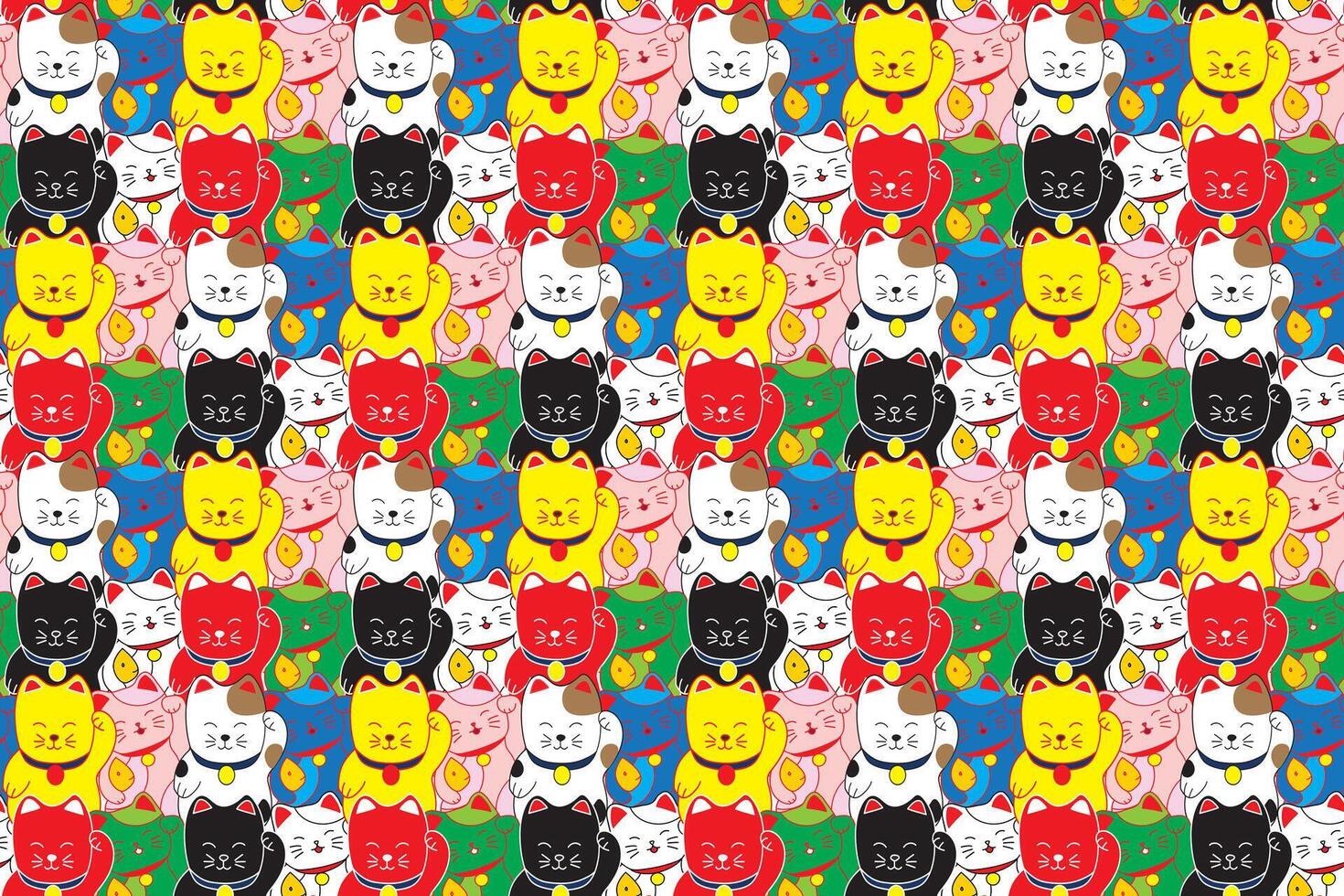 Illustration of the lucky cats in multi color background. vector