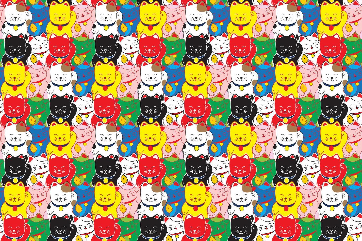 Illustration of the lucky cats in multi color background. vector