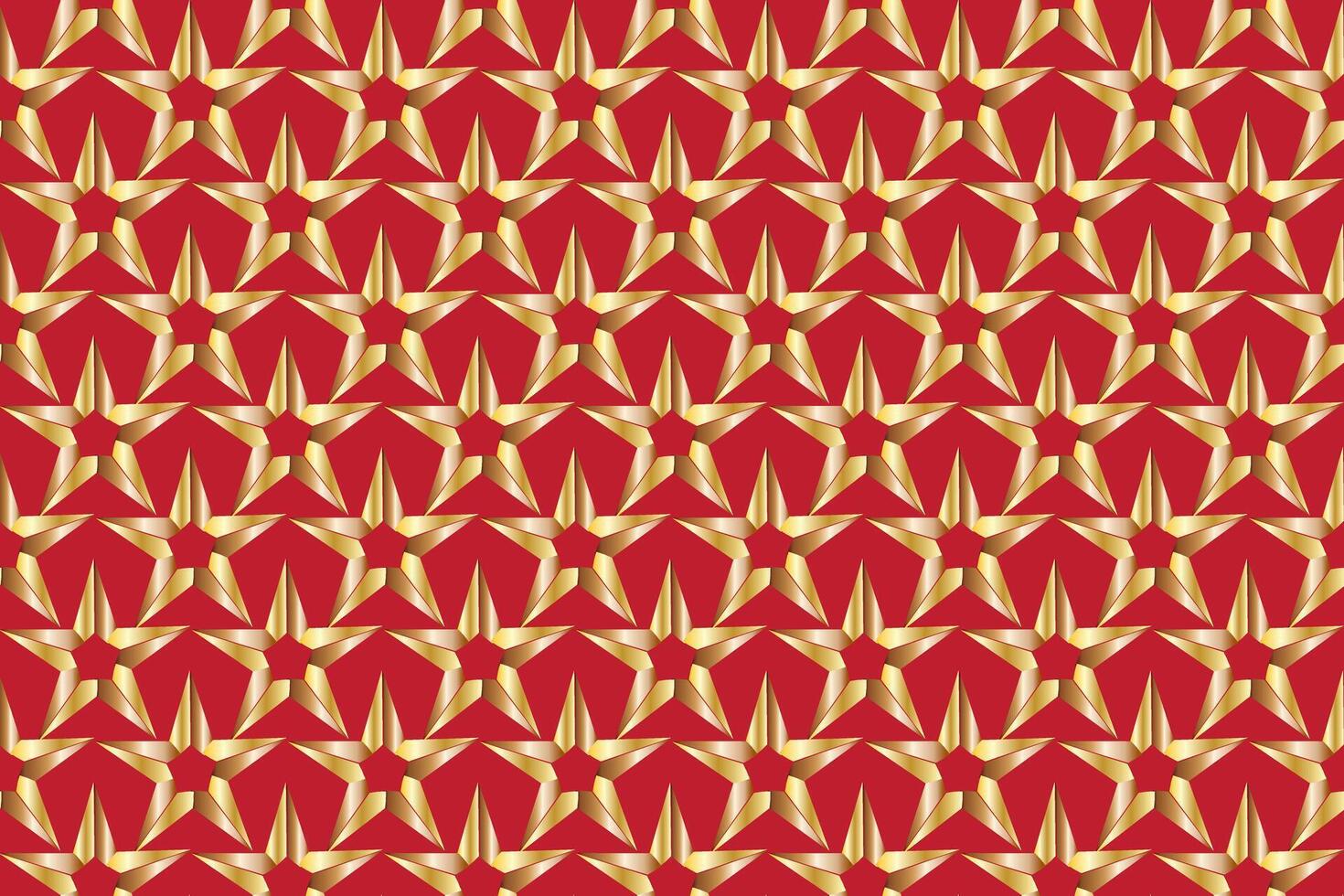 Illustration, Abstract Golden star on red background. vector