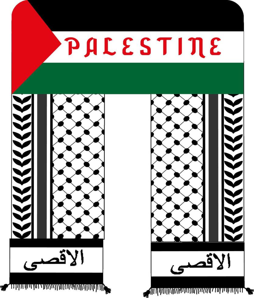PalestinesScarf and national flag.  Flat vector design.