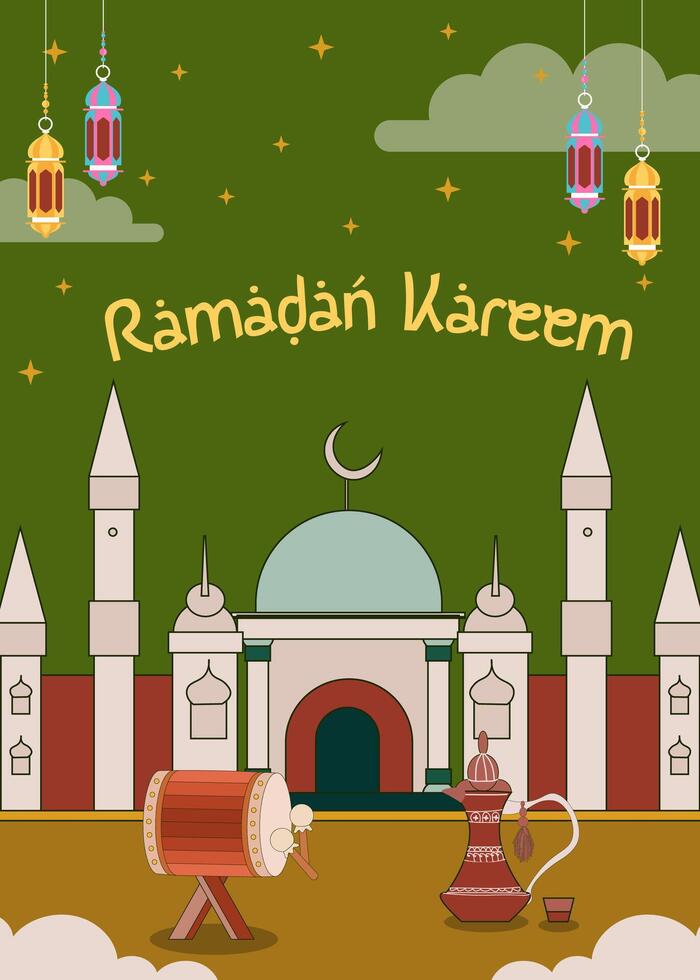 Ramadan Kareem Islamic Background vector.  Graphic design for the decoration of gift certificates, banners, card and flyer. vector