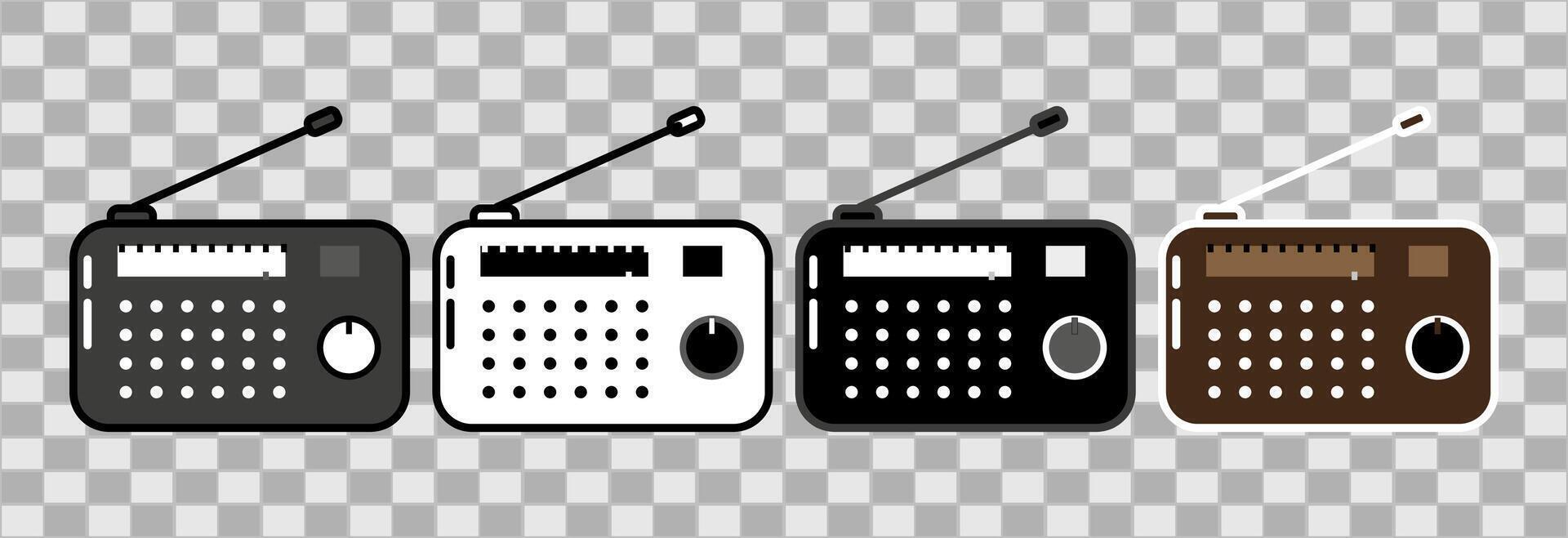 Set radio antenna icons. For logo, symbol or web design. Vector flat illustration.
