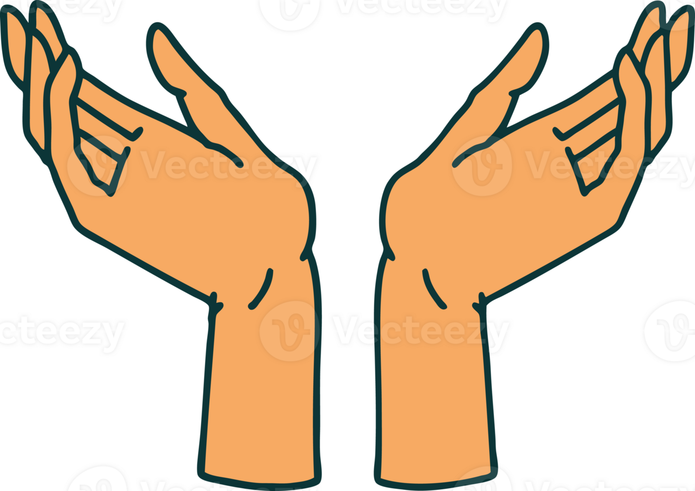 tattoo style icon of open hands png