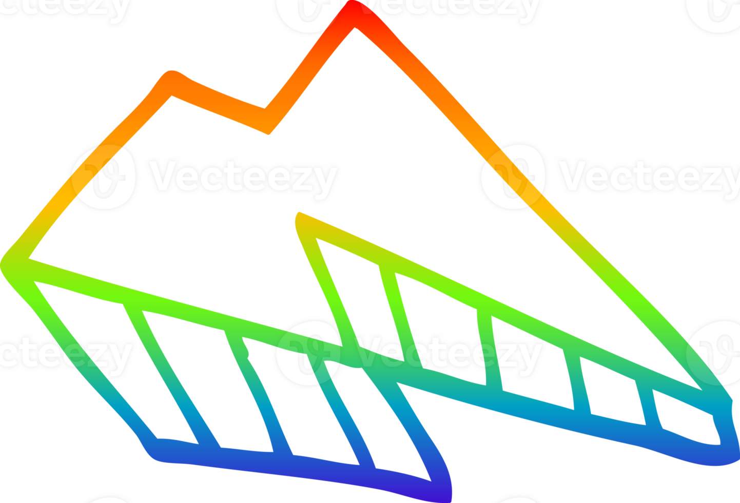 rainbow gradient line drawing cartoon lightening bolt png