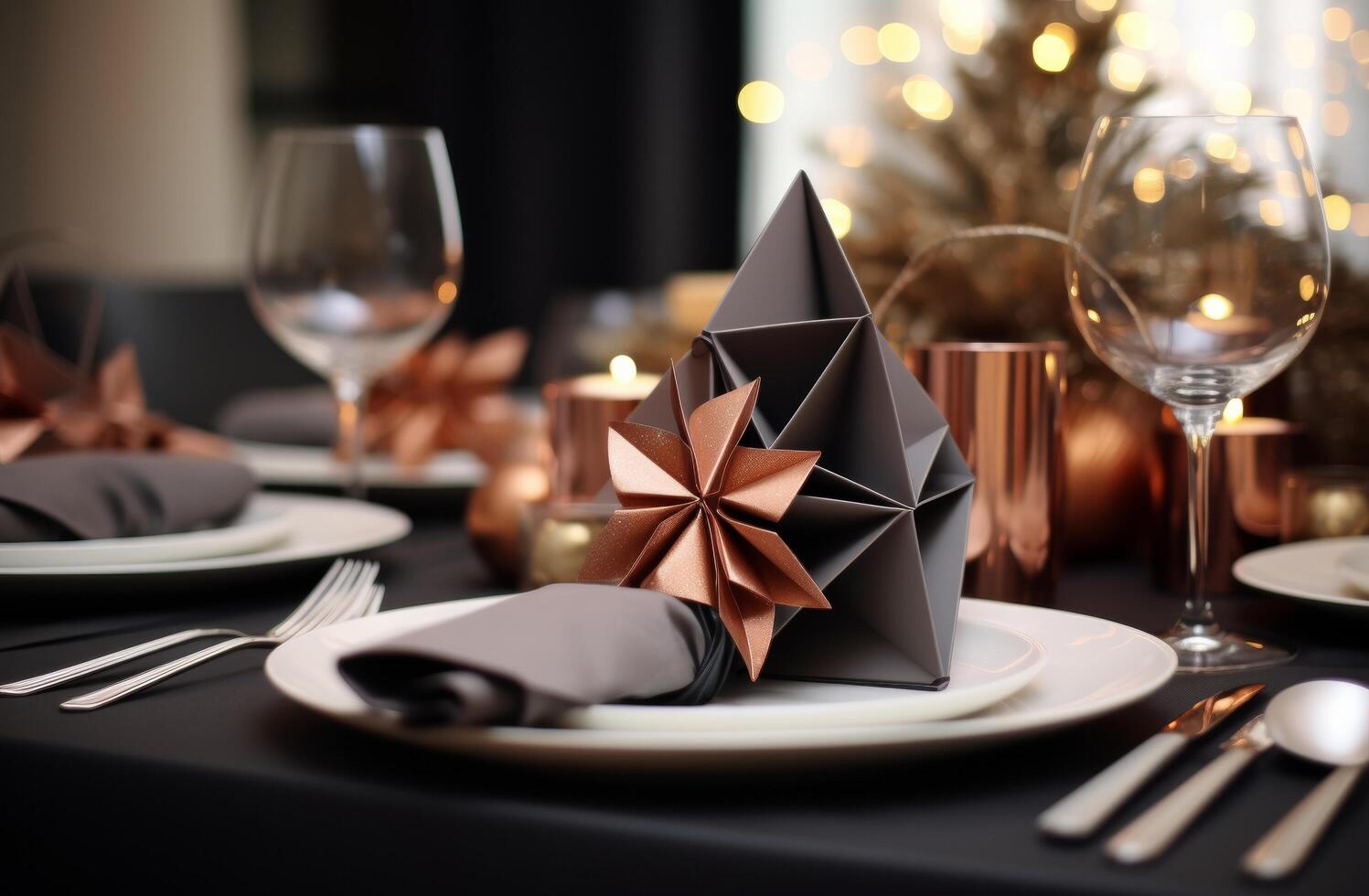 AI generated full hd mockup for a dinner table at home photo