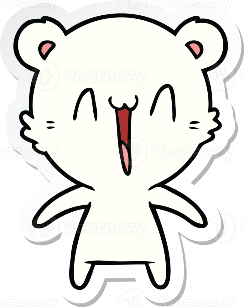sticker of a happy polar bear cartoon png