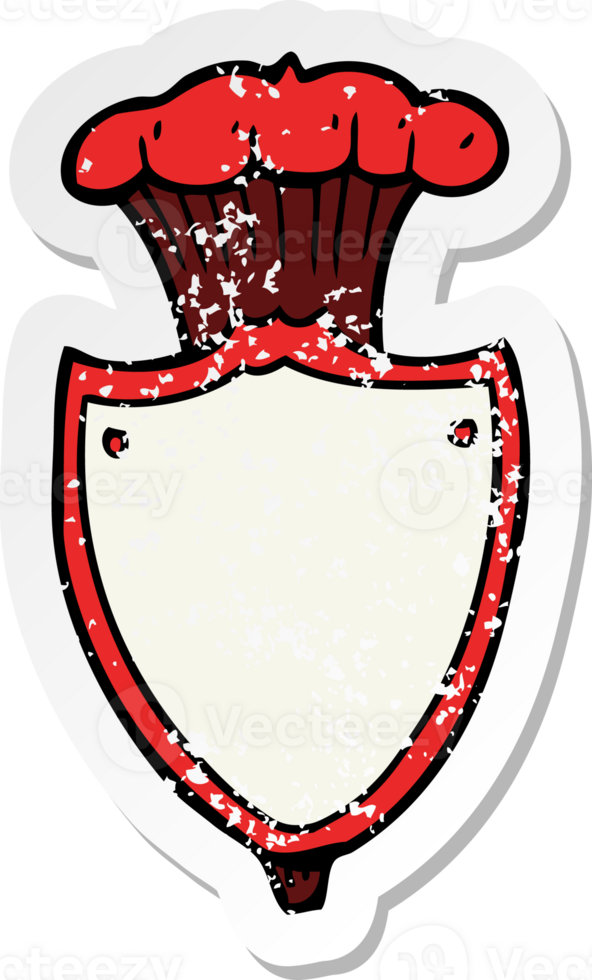 pegatina retro angustiada de un escudo heráldico de dibujos animados png