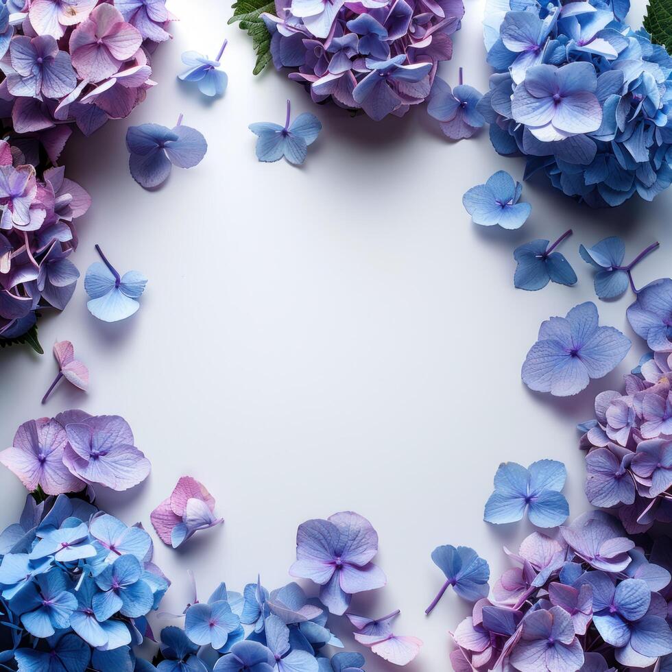 AI generated Abstract beautiful background  with hydrangea flowers photo