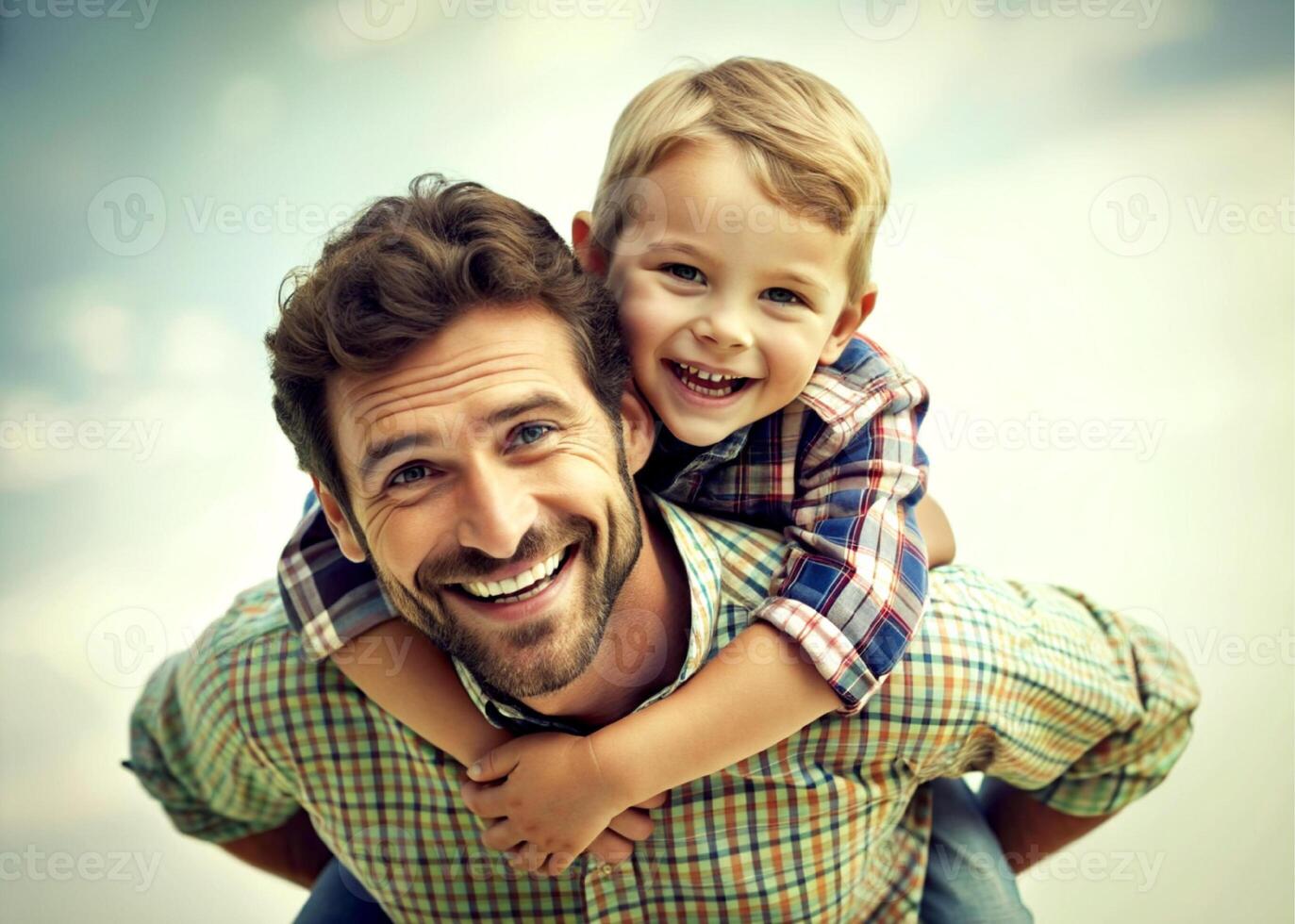AI generated father and son having fun Outdoor photo