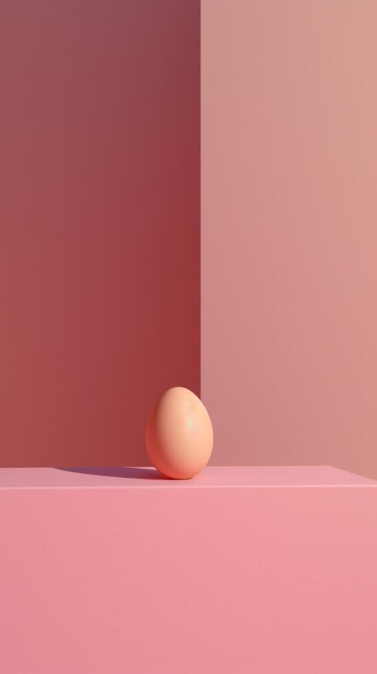 AI generated an egg that is standing on a pink wall from a window photo