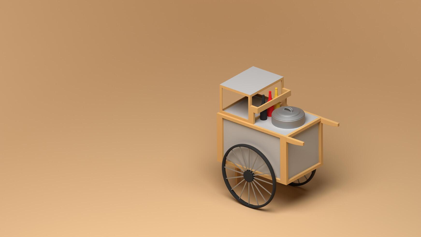 3d Illustration of Street Vendor Cart in Indonesia photo