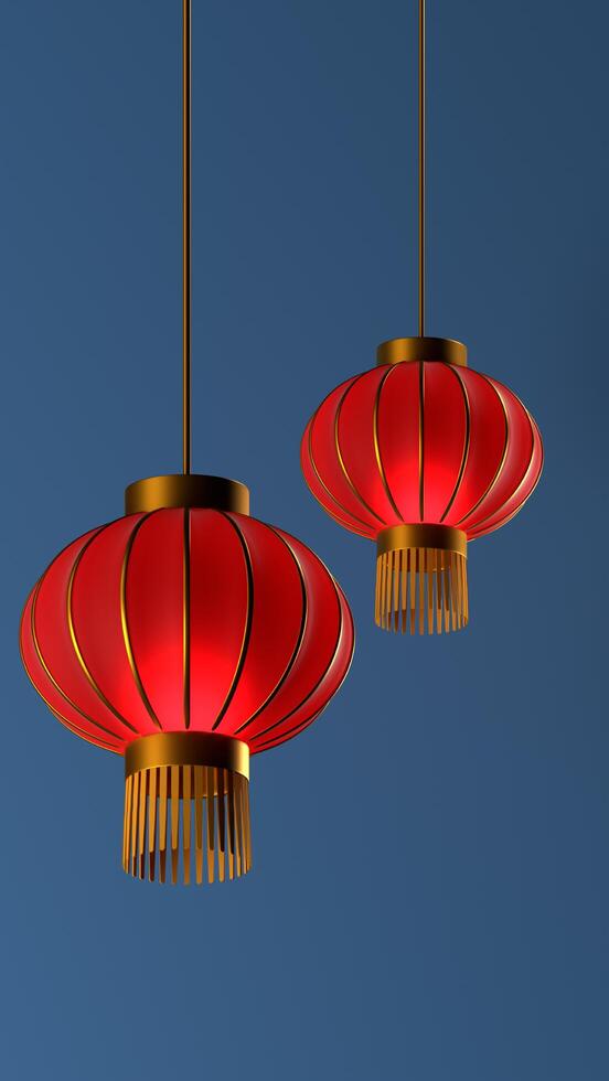 3d Illustration of red lantern for background and chinese new year photo