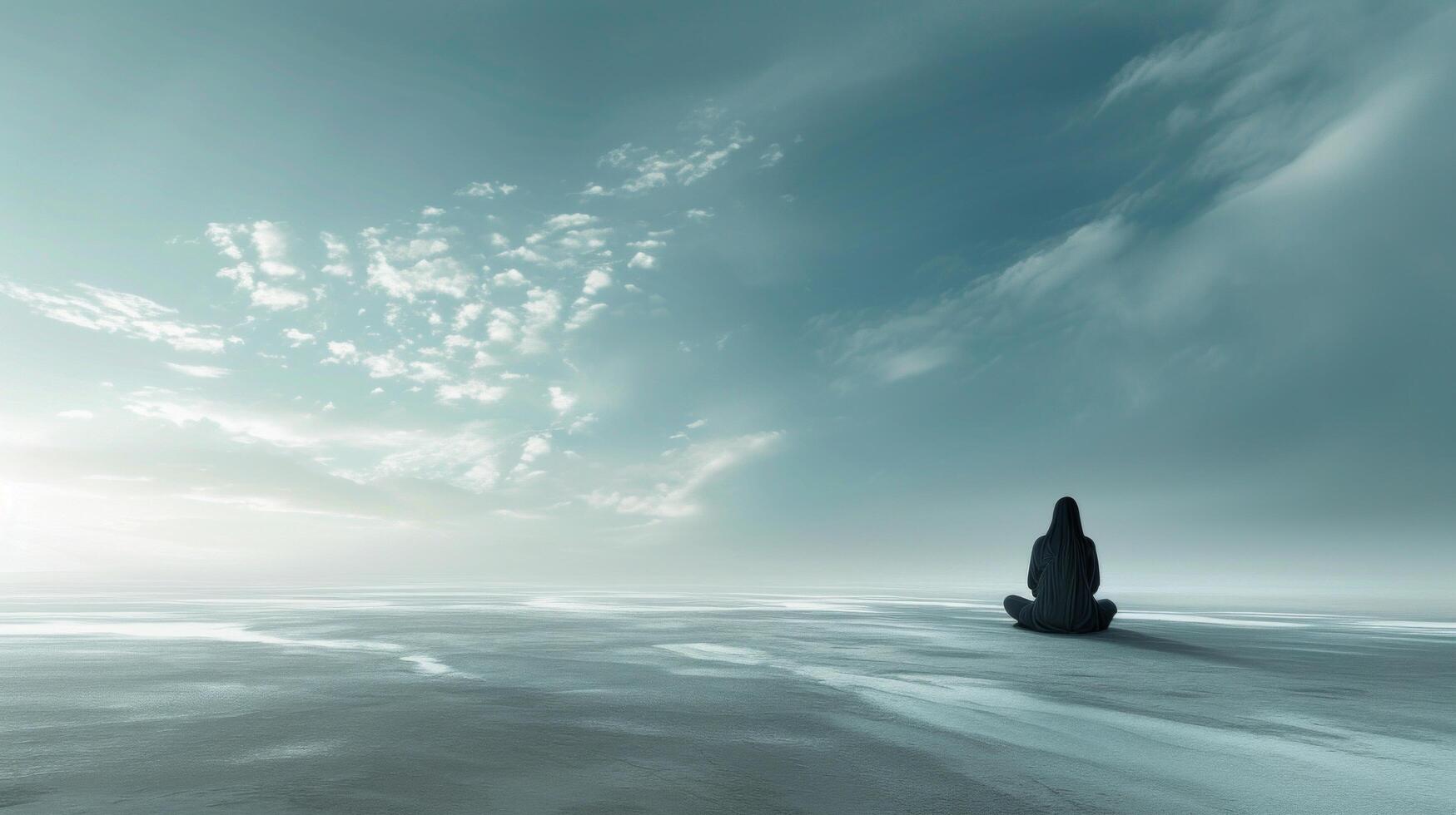 AI generated A contemplative moment of solitude, where introspection meets the vast expanse of inner thoughts and emotions photo