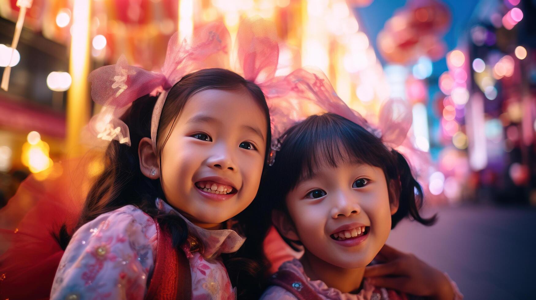 AI generated Joyful Siblings at Festival photo