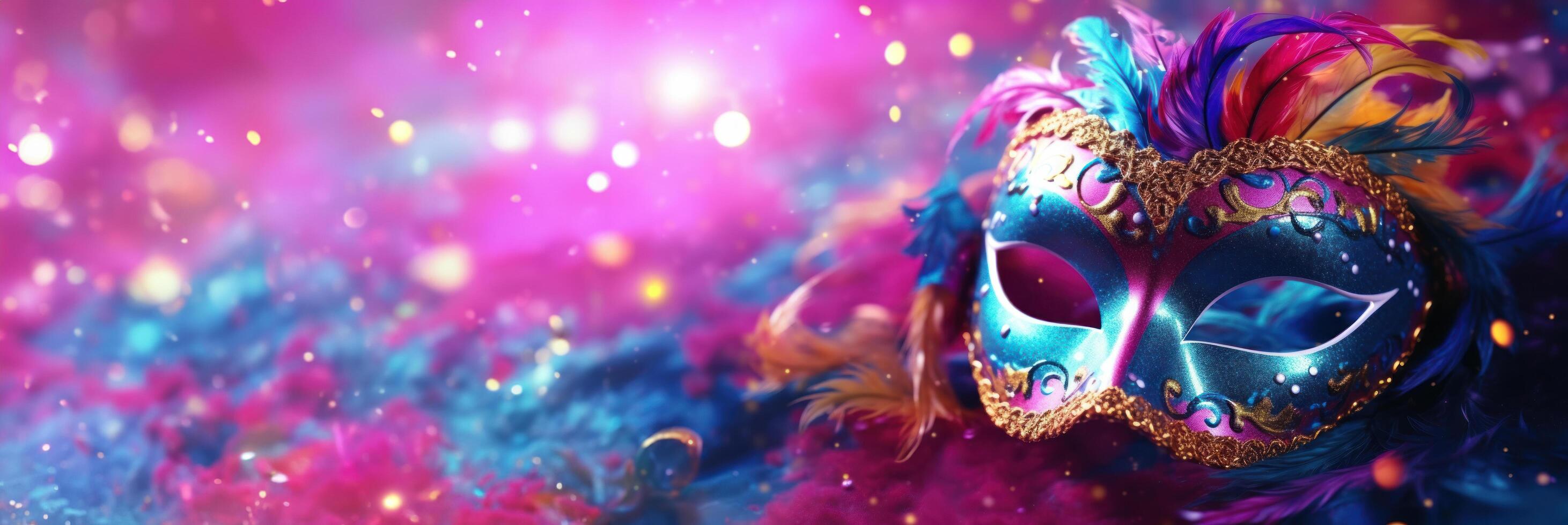 AI generated carnival mask on a bright colored background photo