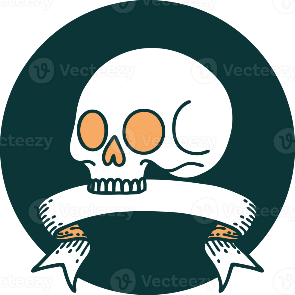 icon with banner of a skull png