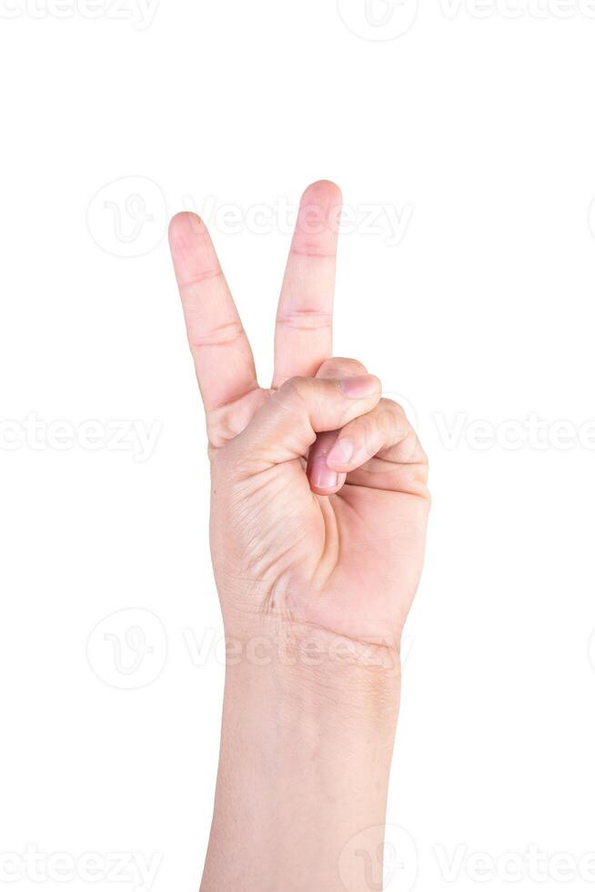 one hand on isolated background clipping path .Hands are counting numbers photo