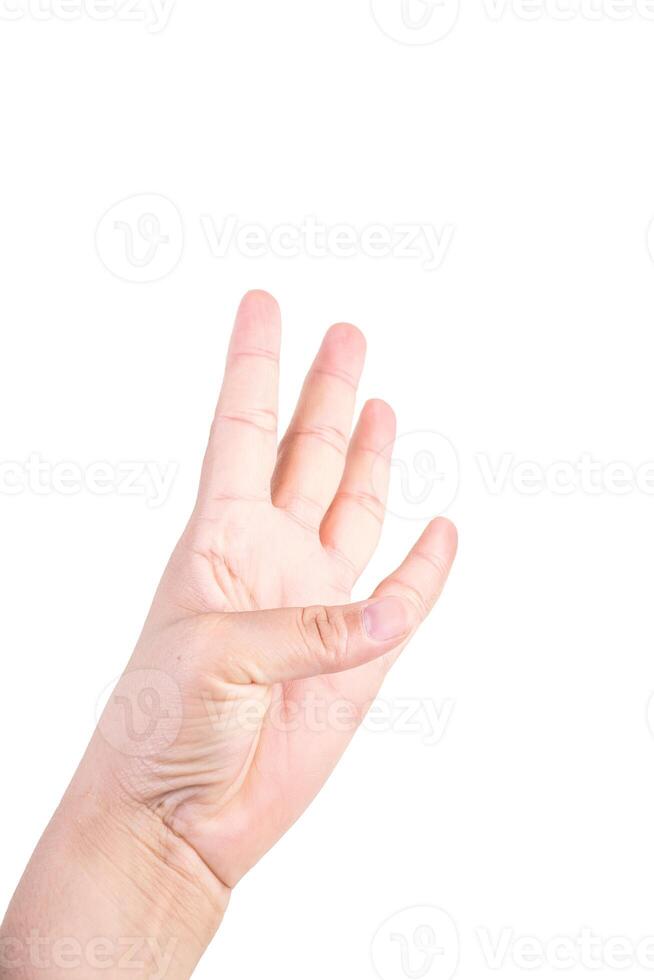 one hand on isolated background clipping path .Hands are counting numbers photo