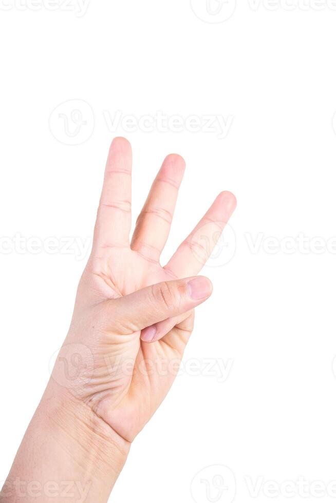 one hand on isolated background clipping path .Hands are counting numbers photo