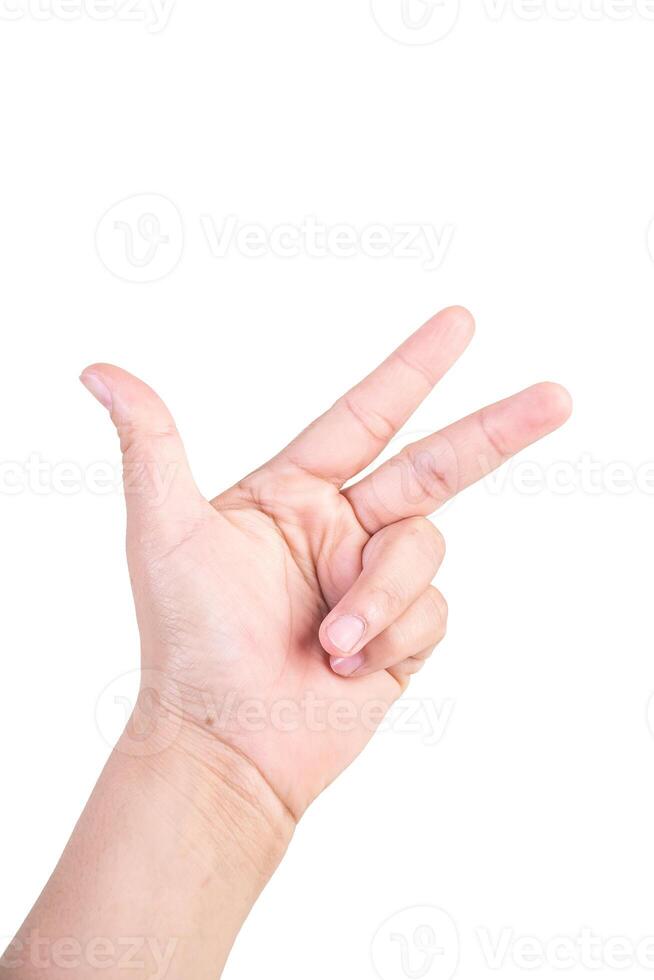 one hand on isolated background clipping path .Hands are counting numbers photo