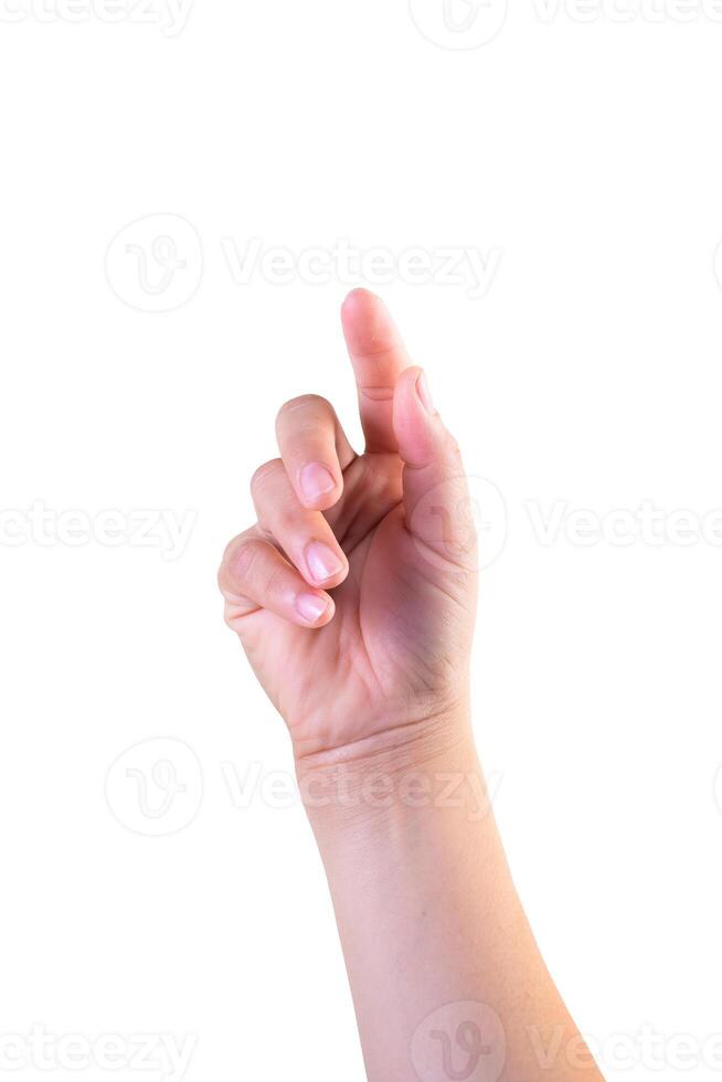 one hand on isolated background clipping path photo